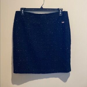 Black Sparkle Tweed Pencil Skirt Knee-Length